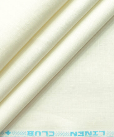 Linen Club Men's 100% Linen 25 LEA Solids 3.75 Meter Unstitched Suiting Fabric (Milky White)