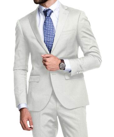 Linen Club Men's 100% Linen 30 LEA Striped 3.75 Meter Unstitched Suiting Fabric (Milky White)