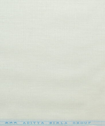 Linen Club Men's 100% Linen 30 LEA Striped 3.75 Meter Unstitched Suiting Fabric (Milky White)