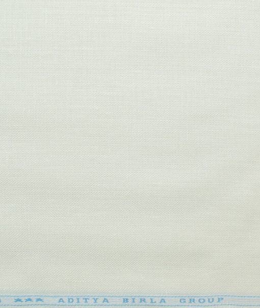 Linen Club Men's 100% Linen 30 LEA Striped 3.75 Meter Unstitched Suiting Fabric (Milky White)