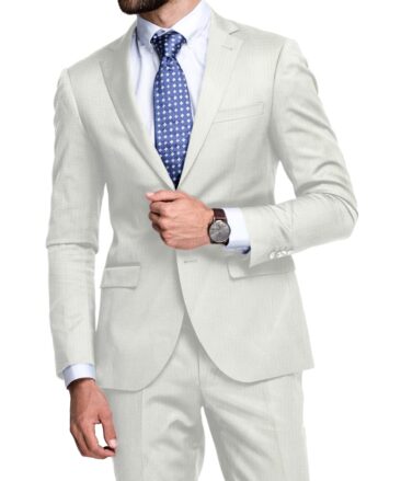 Linen Club Men's 100% Linen 30 LEA Structured 3.75 Meter Unstitched Suiting Fabric (Milky White)