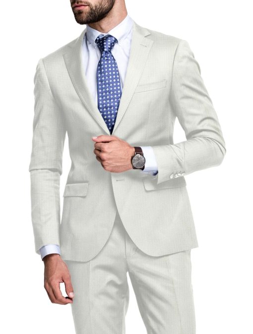 Linen Club Men's 100% Linen 30 LEA Structured 3.75 Meter Unstitched Suiting Fabric (Milky White)