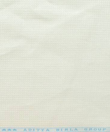 Linen Club Men's 100% Linen 30 LEA Structured 3.75 Meter Unstitched Suiting Fabric (Milky White)