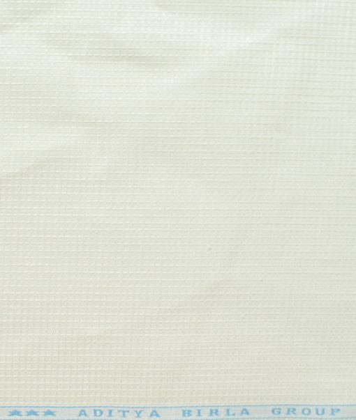 Linen Club Men's 100% Linen 30 LEA Structured 3.75 Meter Unstitched Suiting Fabric (Milky White)