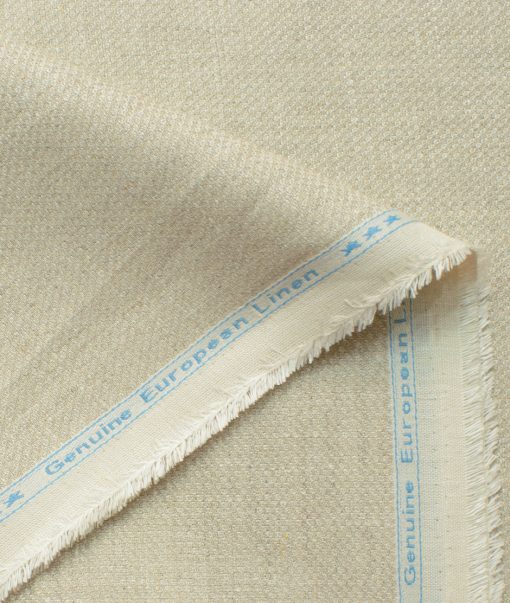 Linen Club Men's 100% Linen 30 LEA Structured 3.75 Meter Unstitched Suiting Fabric (Natural Beige)