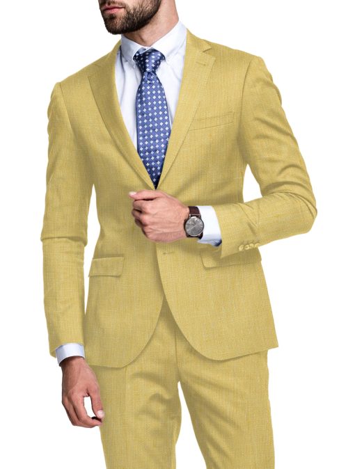 Linen Club Men's 100% Linen 30 LEA Structured 3.75 Meter Unstitched Suiting Fabric (Biscotti Beige)