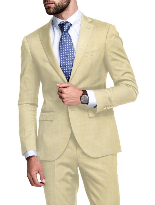 Linen Club Men's 100% Linen 30 LEA Solids Unstitched Suiting Fabric (Eggnog Beige) - Image 2