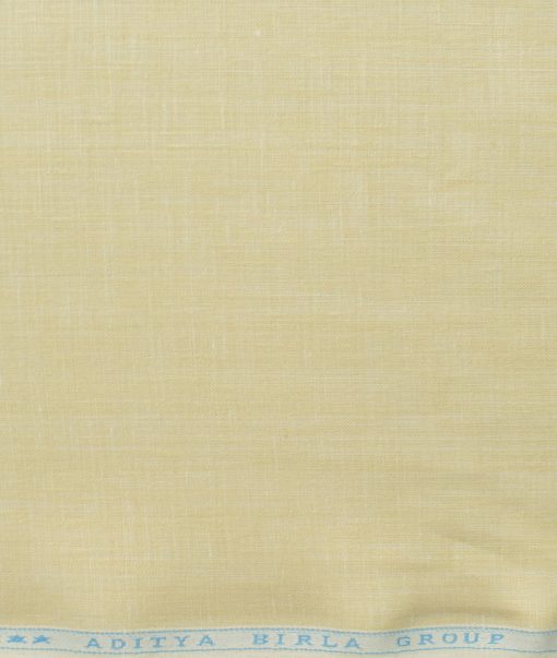 Linen Club Men's 100% Linen 30 LEA Solids 3.75 Meter Unstitched Suiting Fabric (Eggnog Beige)