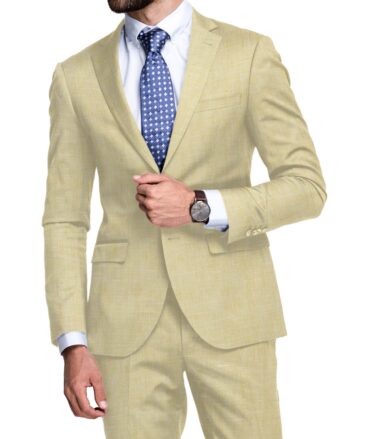 Linen Club Men's 100% Linen 30 LEA Self Design 3.75 Meter Unstitched Suiting Fabric (Latte Beige)