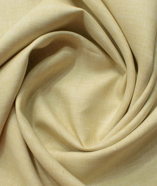 Linen Club Men's 100% Linen 30 LEA Self Design  Unstitched Suiting Fabric (Latte Beige) - Image 5