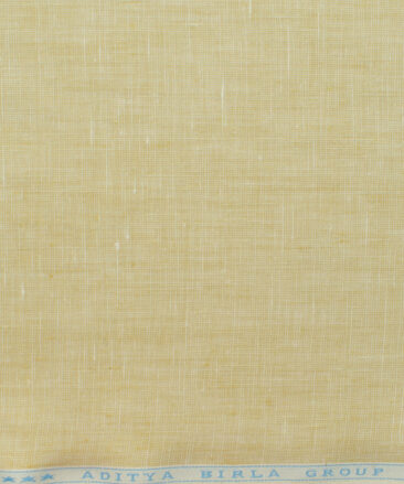 Linen Club Men's 100% Linen 30 LEA Self Design 3.75 Meter Unstitched Suiting Fabric (Latte Beige)