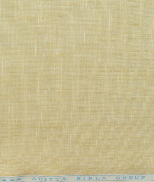 Linen Club Men's 100% Linen 30 LEA Self Design 3.75 Meter Unstitched Suiting Fabric (Latte Beige)