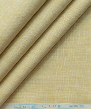 Linen Club Men's 100% Linen 30 LEA Self Design 3.75 Meter Unstitched Suiting Fabric (Latte Beige)