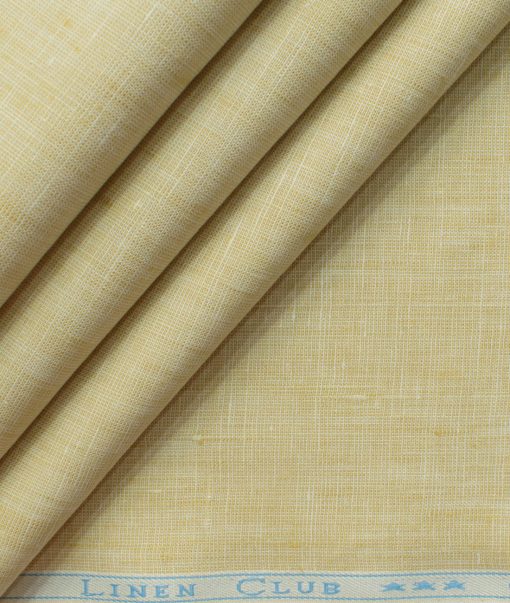 Linen Club Men's 100% Linen 30 LEA Self Design 3.75 Meter Unstitched Suiting Fabric (Latte Beige)