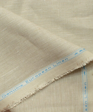 Linen Club Men's 100% Linen 30 LEA Self Design 3.75 Meter Unstitched Suiting Fabric (Oat Beige)