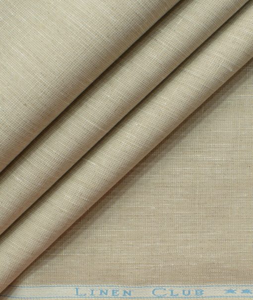 Linen Club Men's 100% Linen 30 LEA Self Design 3.75 Meter Unstitched Suiting Fabric (Oat Beige)