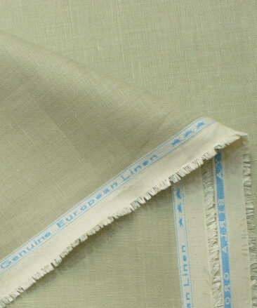 Linen Club Men's 100% Linen 30 LEA Solids 3.75 Meter Unstitched Suiting Fabric (Pistachious Green)