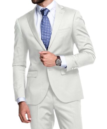 Burgoyne Men's Cotton Linen  Solids 3.75 Meter Unstitched Suiting Fabric (White)