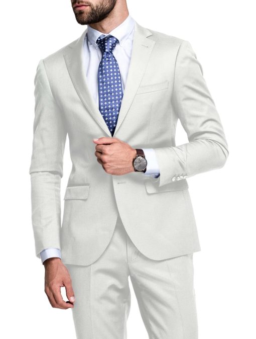 Burgoyne Men's Cotton Linen  Solids 3.75 Meter Unstitched Suiting Fabric (White)