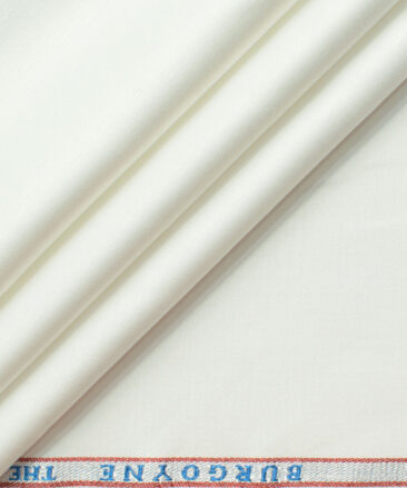 Burgoyne Men's Cotton Linen  Solids 3.75 Meter Unstitched Suiting Fabric (White)