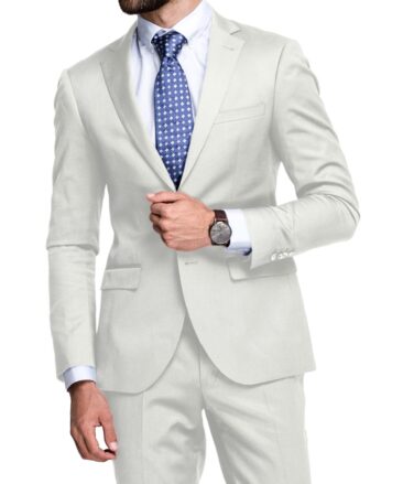 Burgoyne Men's 100% Linen 30 LEA Solids 3.75 Meter Unstitched Suiting Fabric (Milky White)