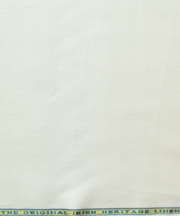 Burgoyne Men's 100% Linen 30 LEA Solids 3.75 Meter Unstitched Suiting Fabric (Milky White)