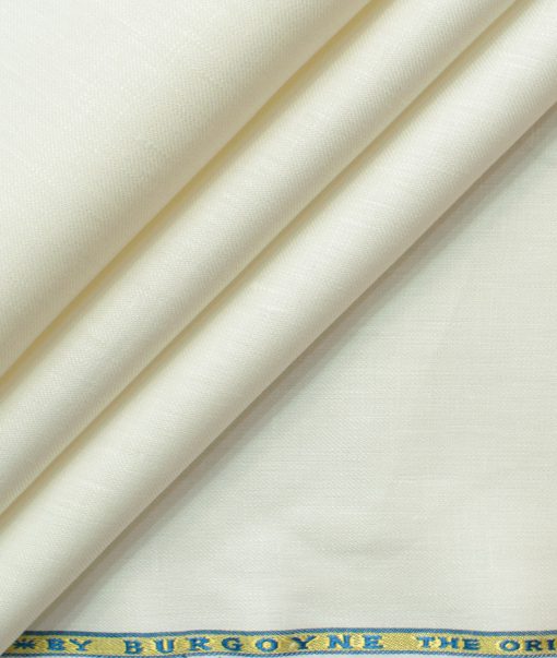 Burgoyne Men's 100% Linen 30 LEA Solids 3.75 Meter Unstitched Suiting Fabric (Milky White)