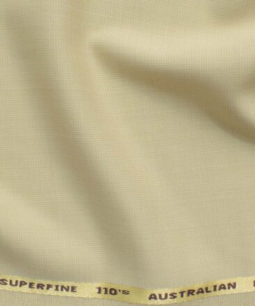 Cadini Men's 35% Wool Super 110's Structured 3.75 Meter Unstitched Suiting Fabric (Beige)