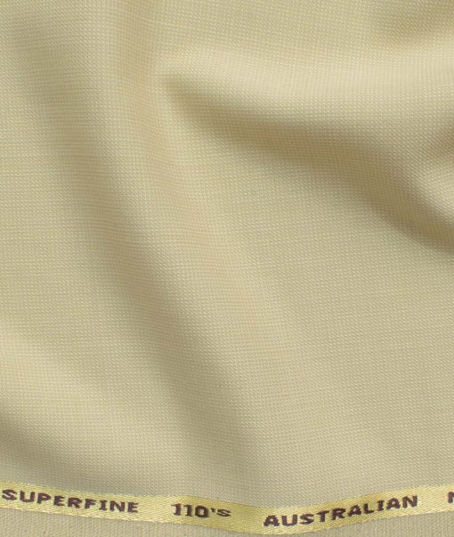 Cadini Men's 35% Wool Super 110's Structured 3.75 Meter Unstitched Suiting Fabric (Beige)