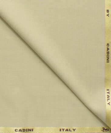 Cadini Men's 35% Wool Super 110's Structured 3.75 Meter Unstitched Suiting Fabric (Beige)