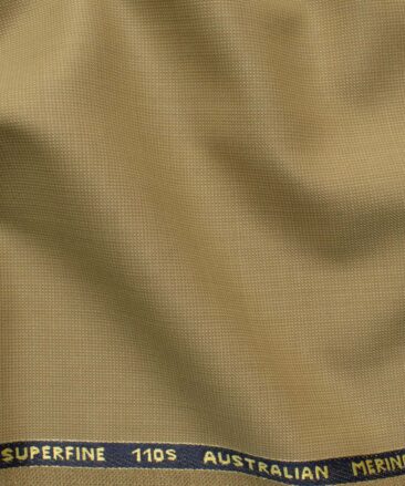 Cadini Men's 35% Wool Super 110's Structured 3.75 Meter Unstitched Suiting Fabric (Khakhi Brown)