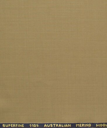 Cadini Men's 35% Wool Super 110's Structured 3.75 Meter Unstitched Suiting Fabric (Khakhi Brown)