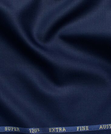 Cadini Men's 30% Wool Super 120's Solids 3.75 Meter Unstitched Suiting Fabric (Dark Royal Blue)