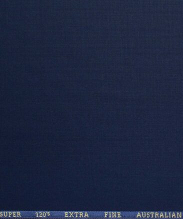 Cadini Men's 30% Wool Super 120's Solids 3.75 Meter Unstitched Suiting Fabric (Dark Royal Blue)