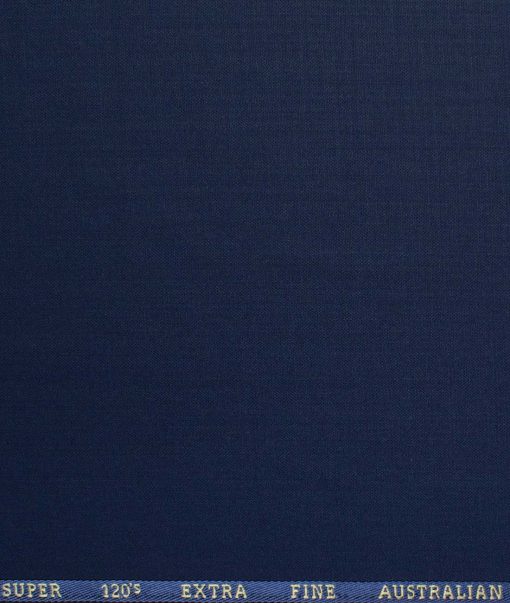 Cadini Men's 30% Wool Super 120's Solids 3.75 Meter Unstitched Suiting Fabric (Dark Royal Blue)