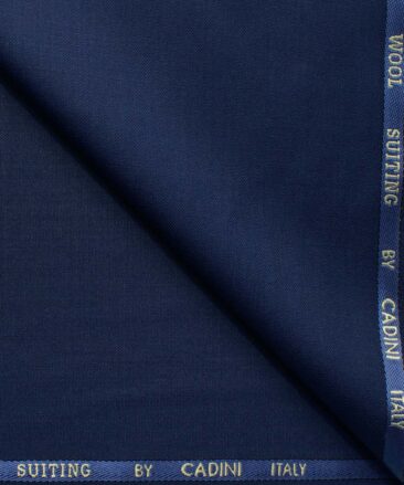 Cadini Men's 30% Wool Super 120's Solids 3.75 Meter Unstitched Suiting Fabric (Dark Royal Blue)