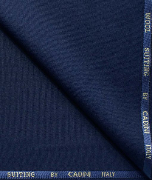 Cadini Men's 30% Wool Super 120's Solids 3.75 Meter Unstitched Suiting Fabric (Dark Royal Blue)