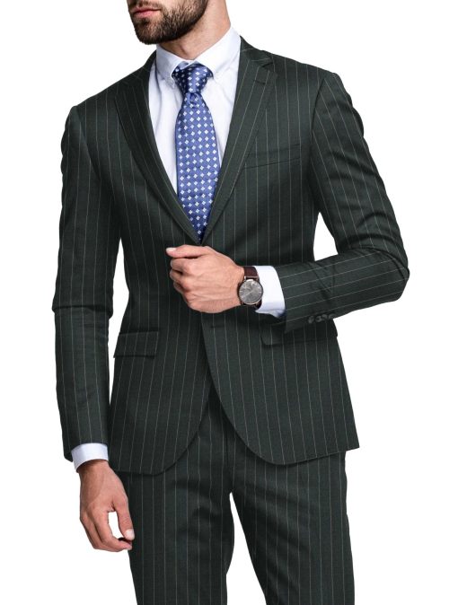 Cavalero Men's 70% Wool Super 130's Striped  Unstitched Suiting Fabric (Blackish Grey) - Image 2