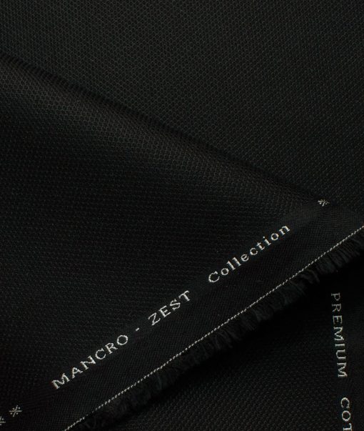 Donear Men's 98% Cotton  Structured  Unstitched Stretchable Suiting Fabric (Jet Black) - Image 3