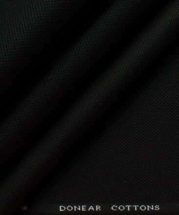 Donear Men's 98% Cotton  Structured 3.75 Meter Unstitched Stretchable Suiting Fabric (Jet Black)