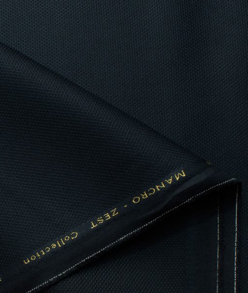 Donear Men's 98% Cotton  Structured 3.75 Meter Unstitched Stretchable Suiting Fabric (Dark Blue)