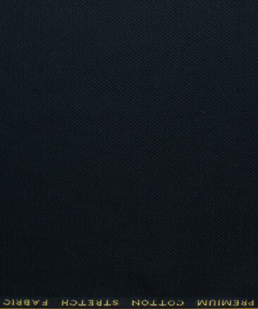 Donear Men's 98% Cotton  Structured 3.75 Meter Unstitched Stretchable Suiting Fabric (Dark Blue)