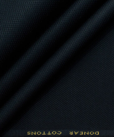 Donear Men's 98% Cotton  Structured 3.75 Meter Unstitched Stretchable Suiting Fabric (Dark Blue)