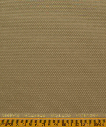 Donear Men's 98% Cotton  Structured 3.75 Meter Unstitched Stretchable Suiting Fabric (Khakhi Brown)