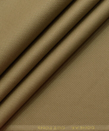 Donear Men's 98% Cotton  Structured 3.75 Meter Unstitched Stretchable Suiting Fabric (Khakhi Brown)