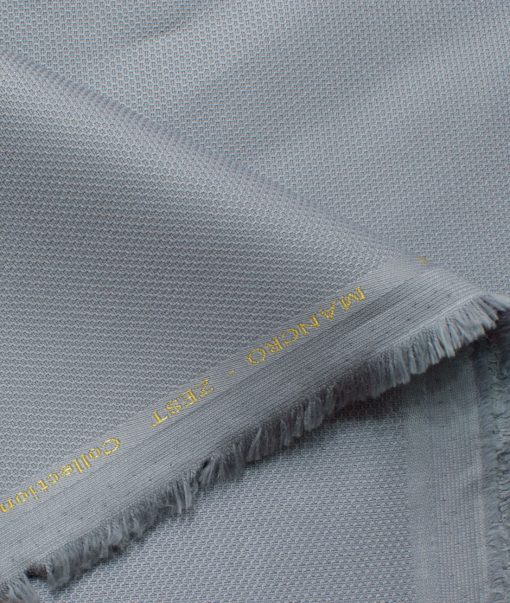 Donear Men's 98% Cotton  Structured  Unstitched Stretchable Suiting Fabric (Light Grey) - Image 5