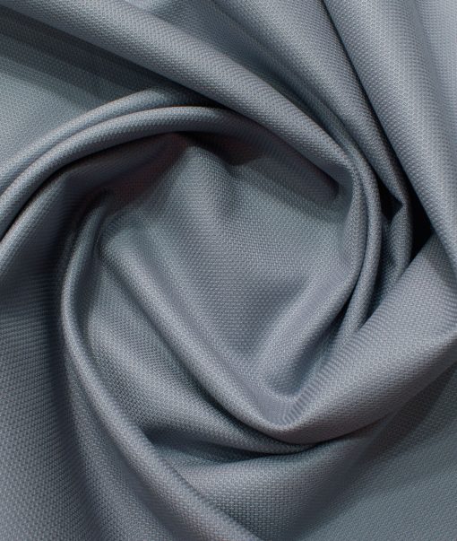 Donear Men's 98% Cotton  Structured 3.75 Meter Unstitched Stretchable Suiting Fabric (Light Grey)