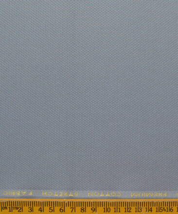 Donear Men's 98% Cotton  Structured 3.75 Meter Unstitched Stretchable Suiting Fabric (Light Grey)