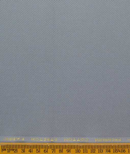 Donear Men's 98% Cotton  Structured 3.75 Meter Unstitched Stretchable Suiting Fabric (Light Grey)