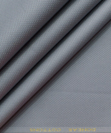 Donear Men's 98% Cotton  Structured 3.75 Meter Unstitched Stretchable Suiting Fabric (Light Grey)